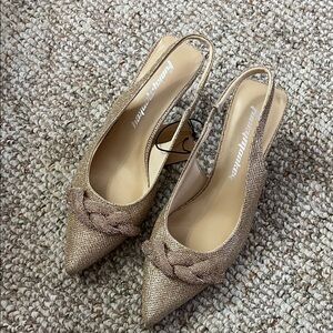 Funky Monkey Metallic Gild Slingback Heels